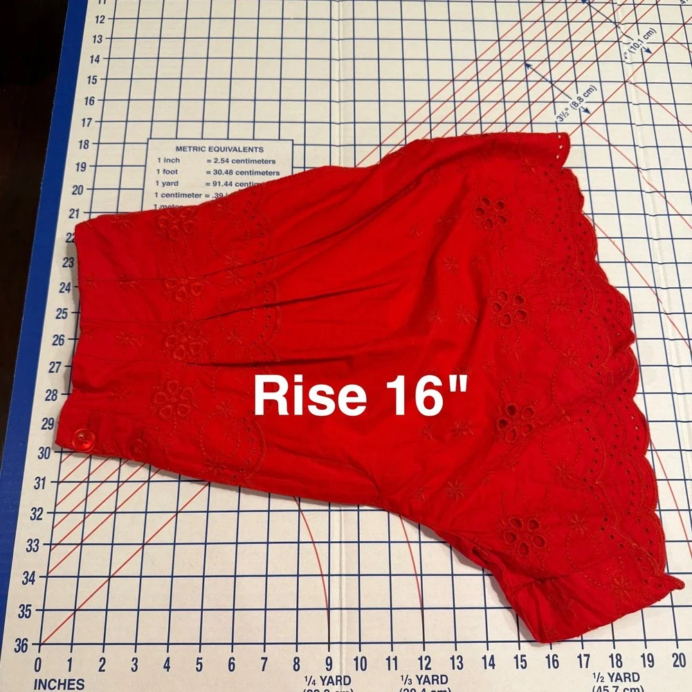 Free People Sweet Like Candy Shorts Women XL Red Eyelet Scalloped High Rise Boho
